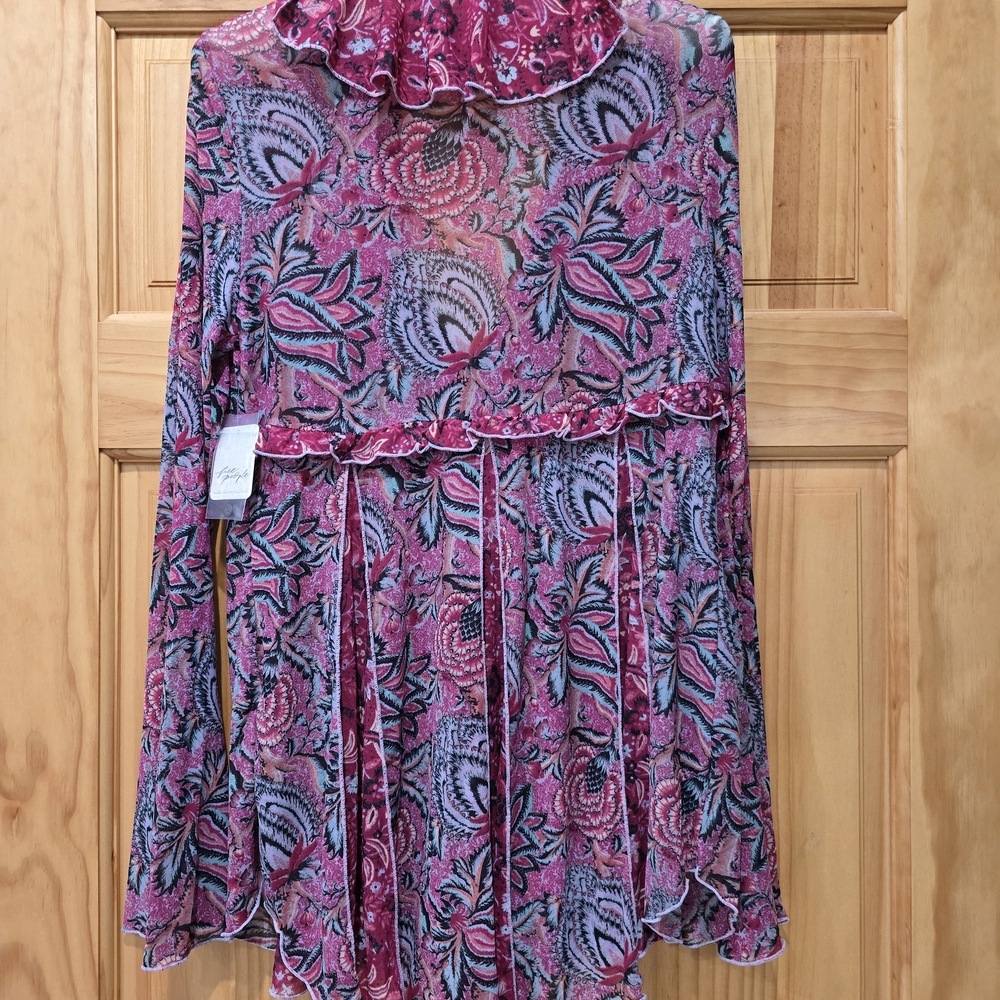 Free People Floral Ruffle Tunic in Pink and Blue - Picture 4 of 4